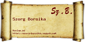 Szorg Borsika névjegykártya